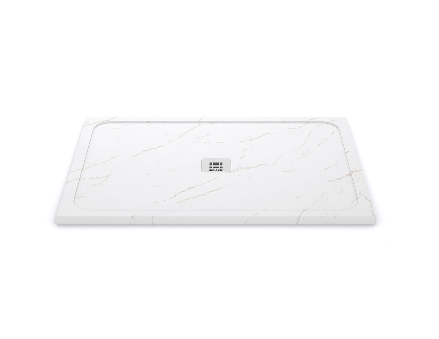 Rocbase Centro shower base - Calacatta extra (White quartz with large veins)