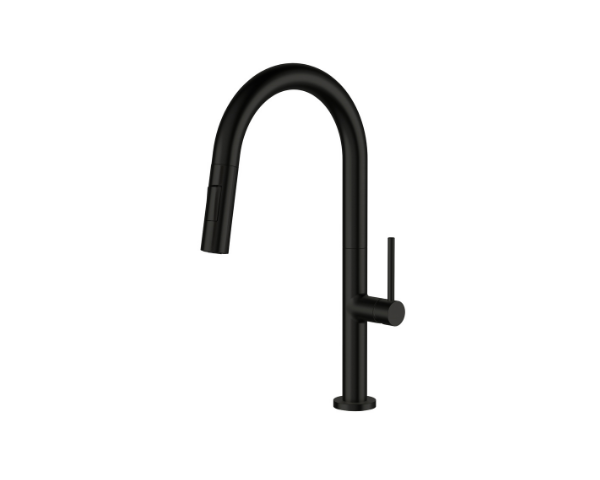 Black Matte Kitchen Faucet with Pull Down