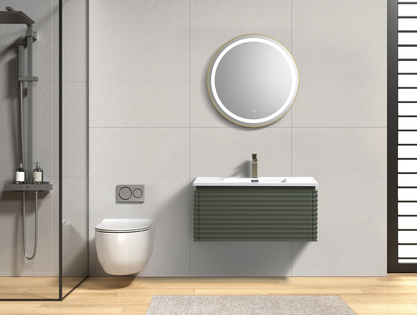 Evos Boutiques 36 in green wall mounted vanity