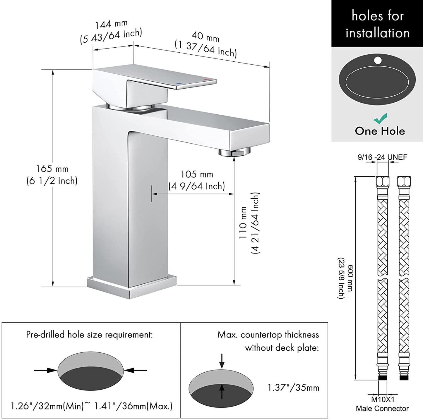 Evos Boutiques 4.3 in vessel sink faucet measurements