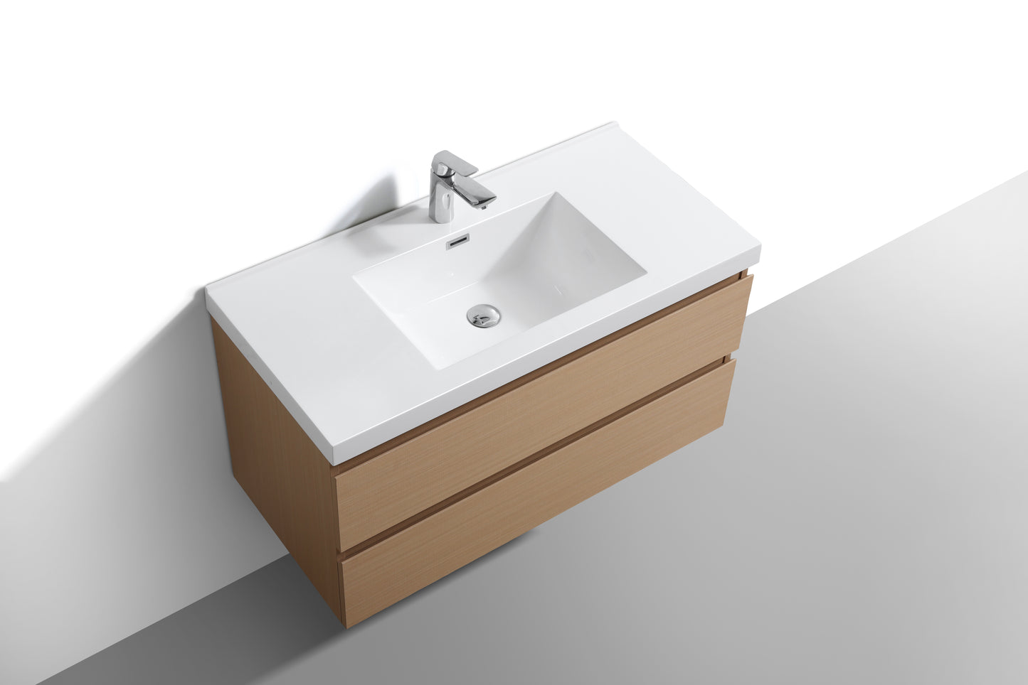 Evos Boutiques 40 in bamboo style vanity looking down view