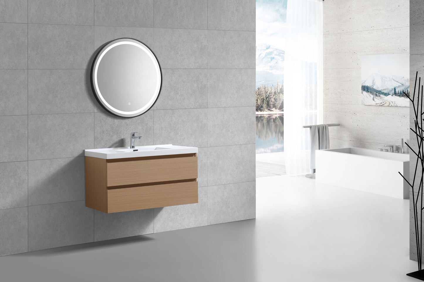 Evos Boutiques 40 in bamboo style vanity side view