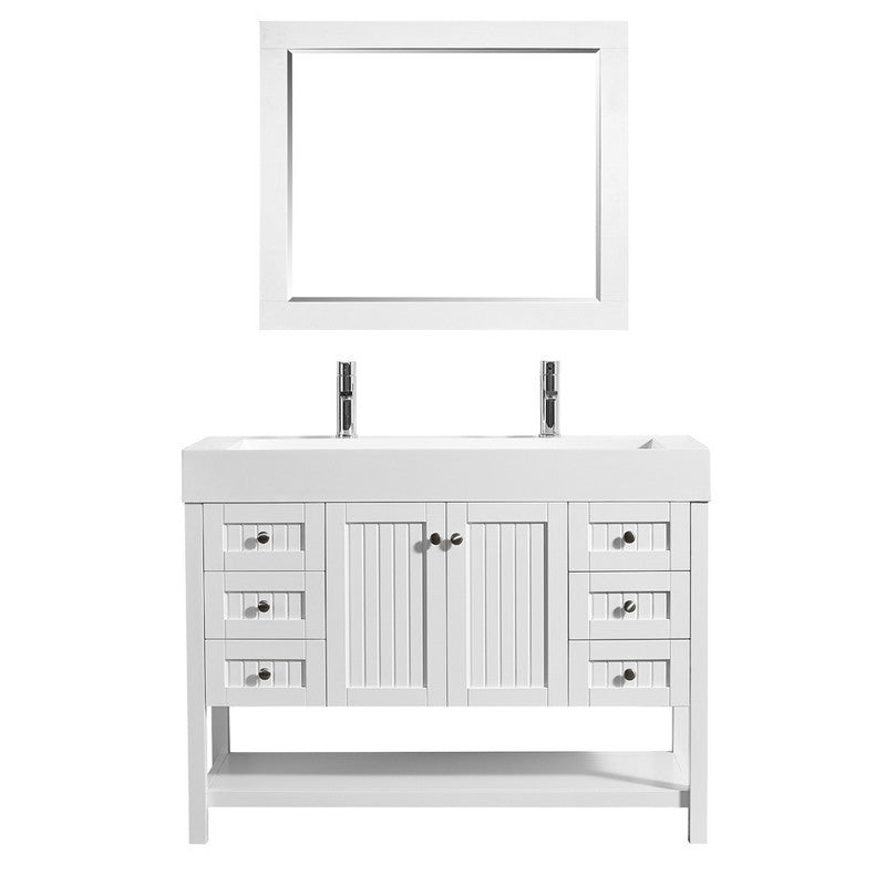 Evos Boutiques 48 in large white sink with 2 faucets no background