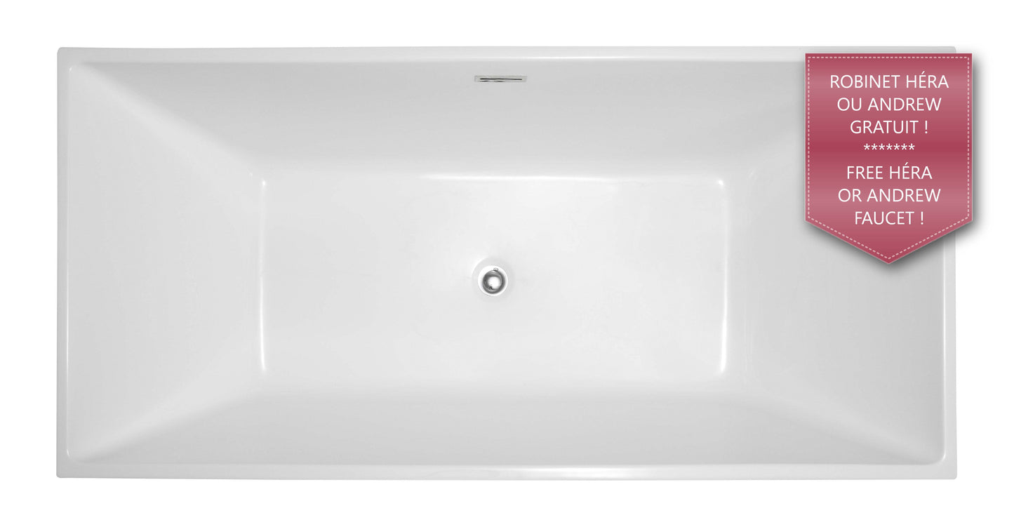 Evos Boutiques 70 in white bathtub 70 x 29.1 x 23.2 in looking down