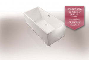 Evos Boutiques 70 in white bathtub 70 x 29.1 x 23.2 in side view