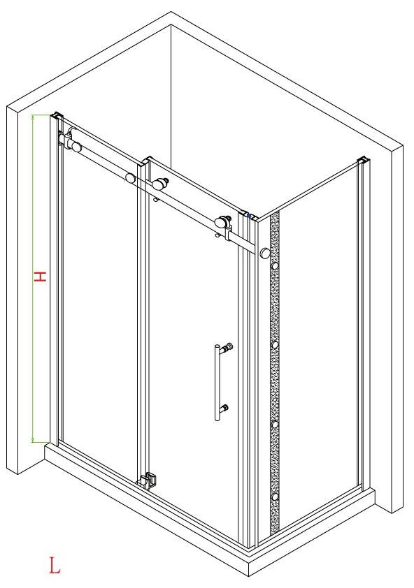 Evos Boutiques 84 in black shower door side panel and base kit diagram