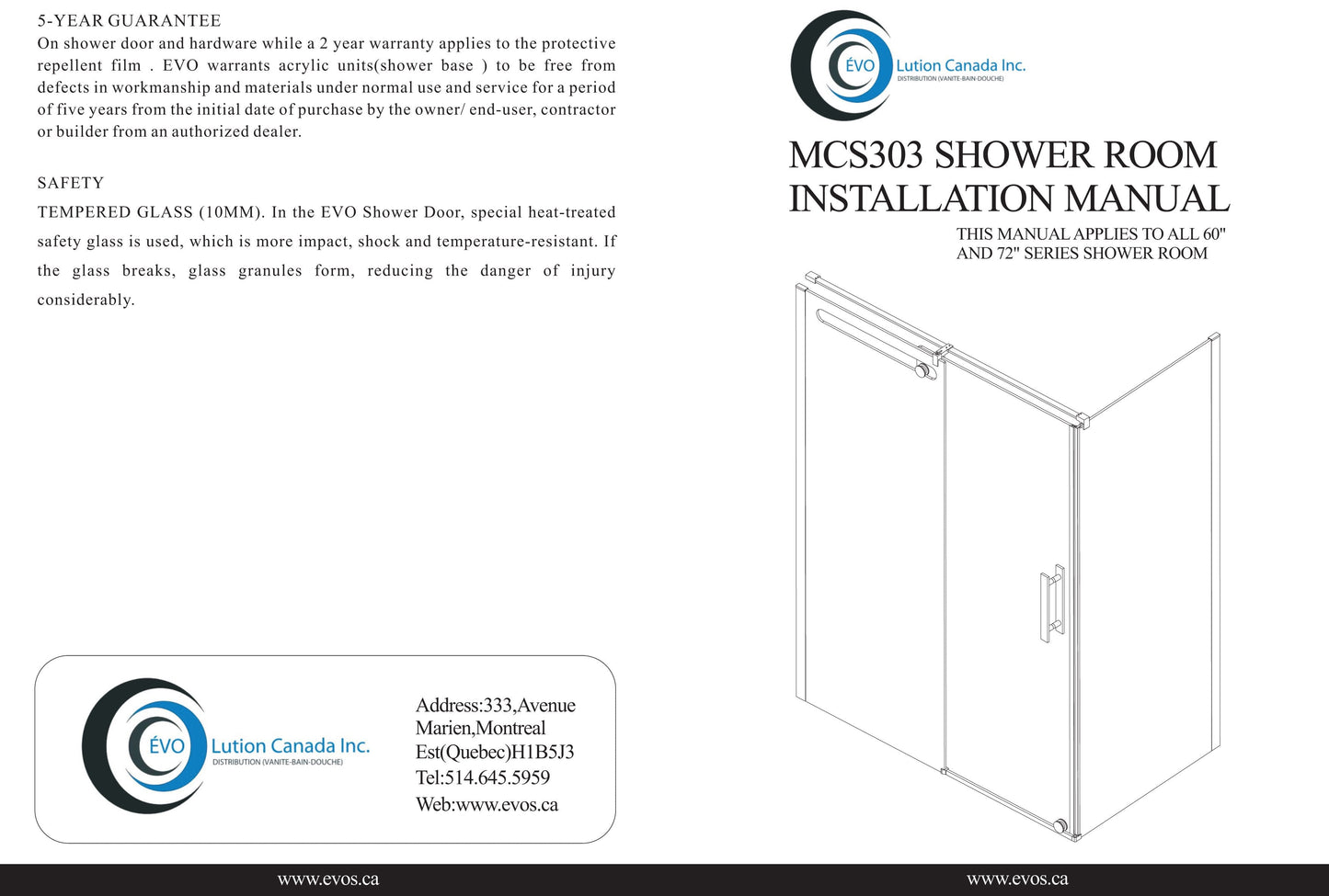 Evos Boutiques black shower door manuals 1