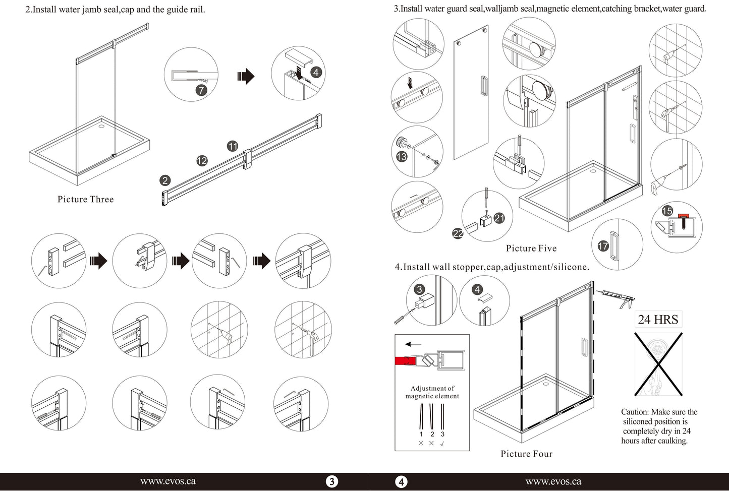 Evos Boutiques black shower door manuals 6
