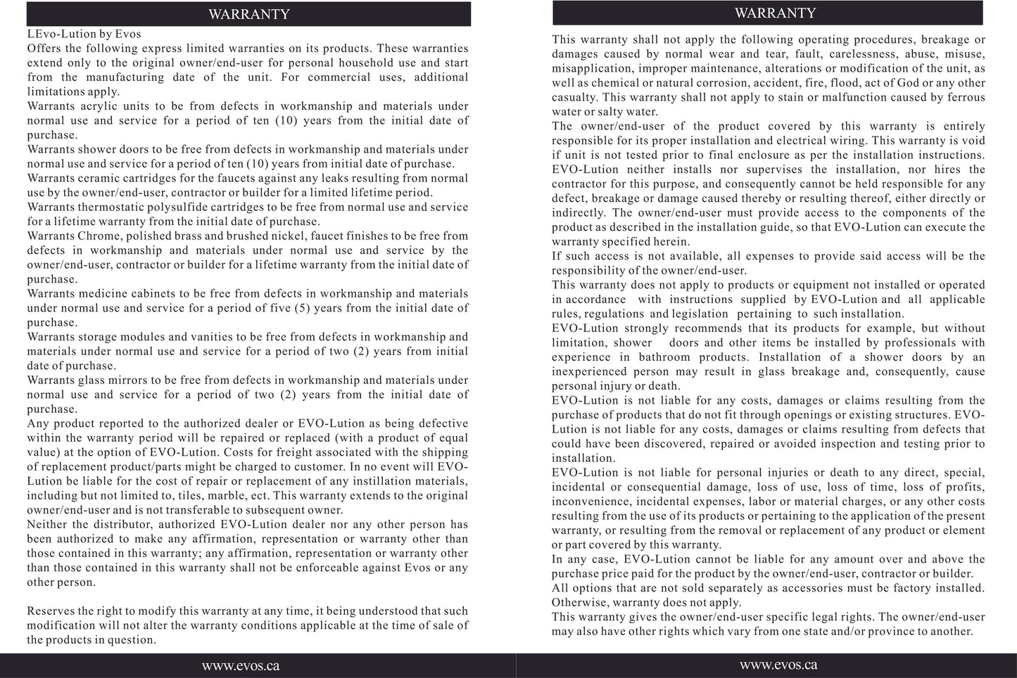 Evos Boutiques black shower door manuals 7