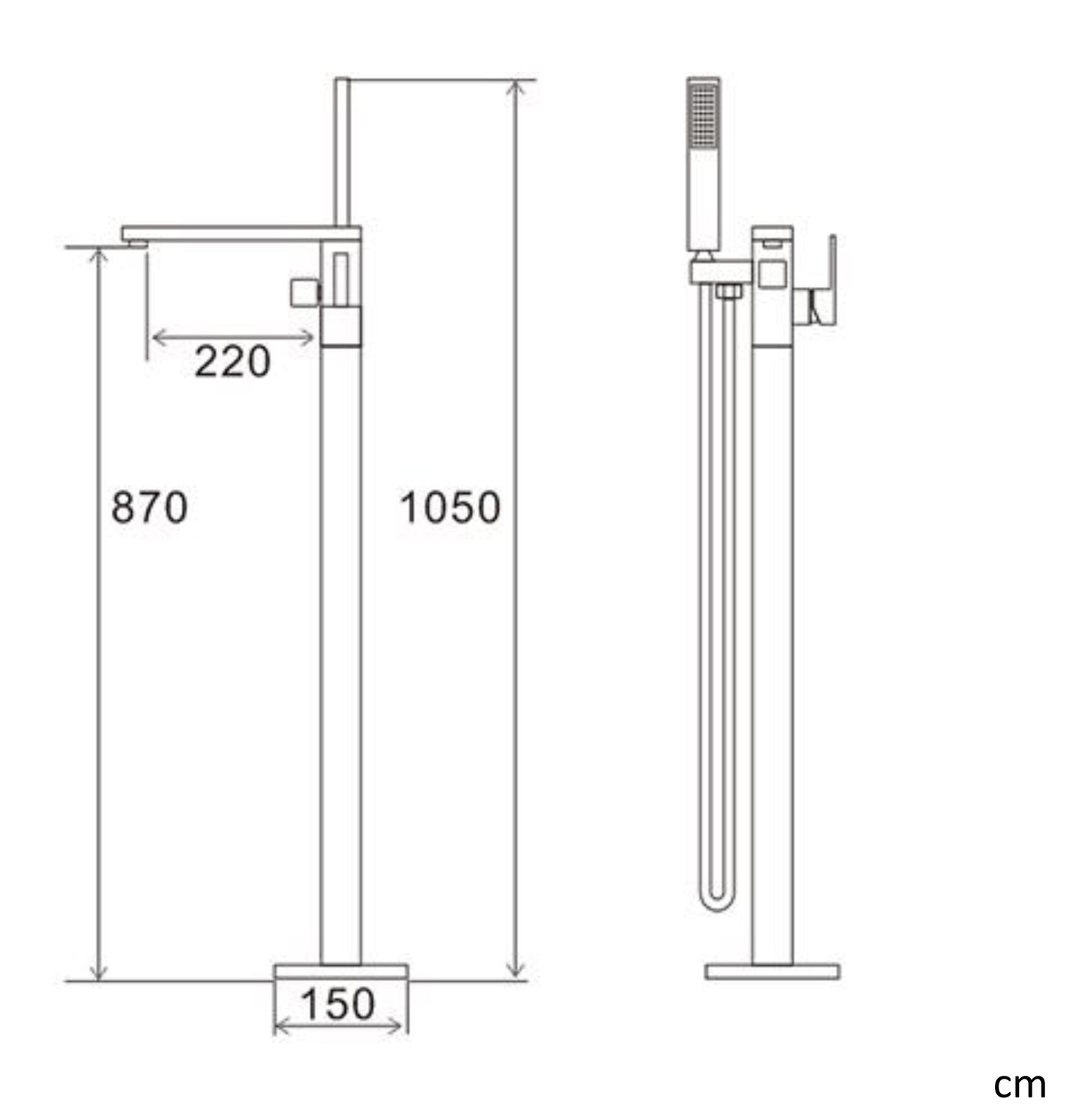 Evos Boutiques chrome freestanding bath faucet diaggram