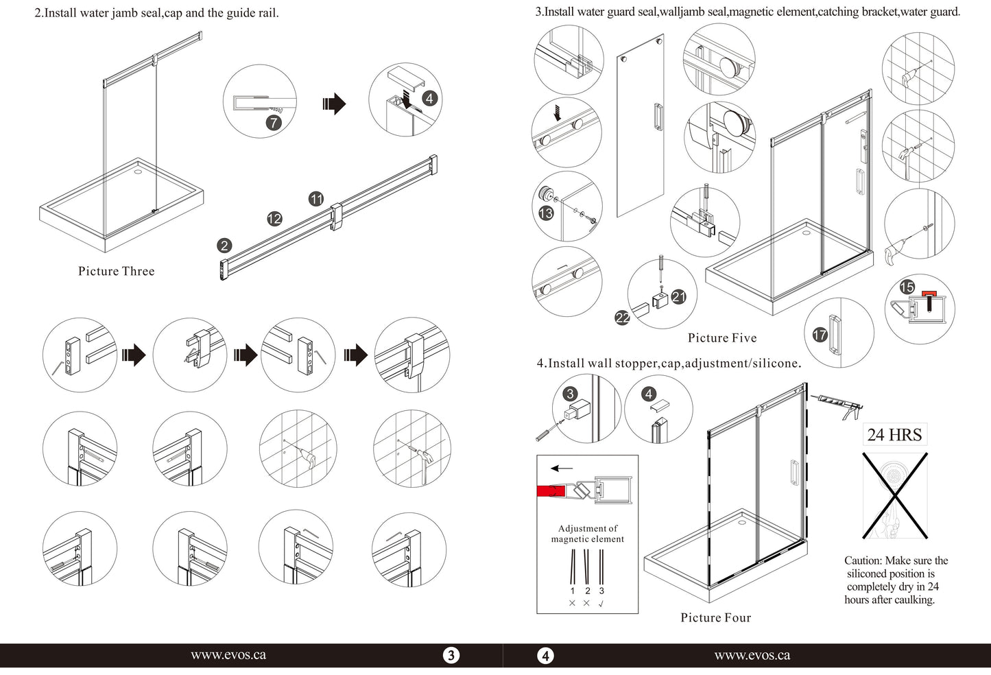 Evos Boutiques chrome shower door and base sizes vary manuals 8