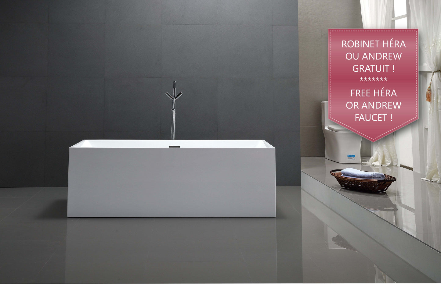 Evos Boutiques 70 in white bathtub 70 x 29.1 x 23.2 in