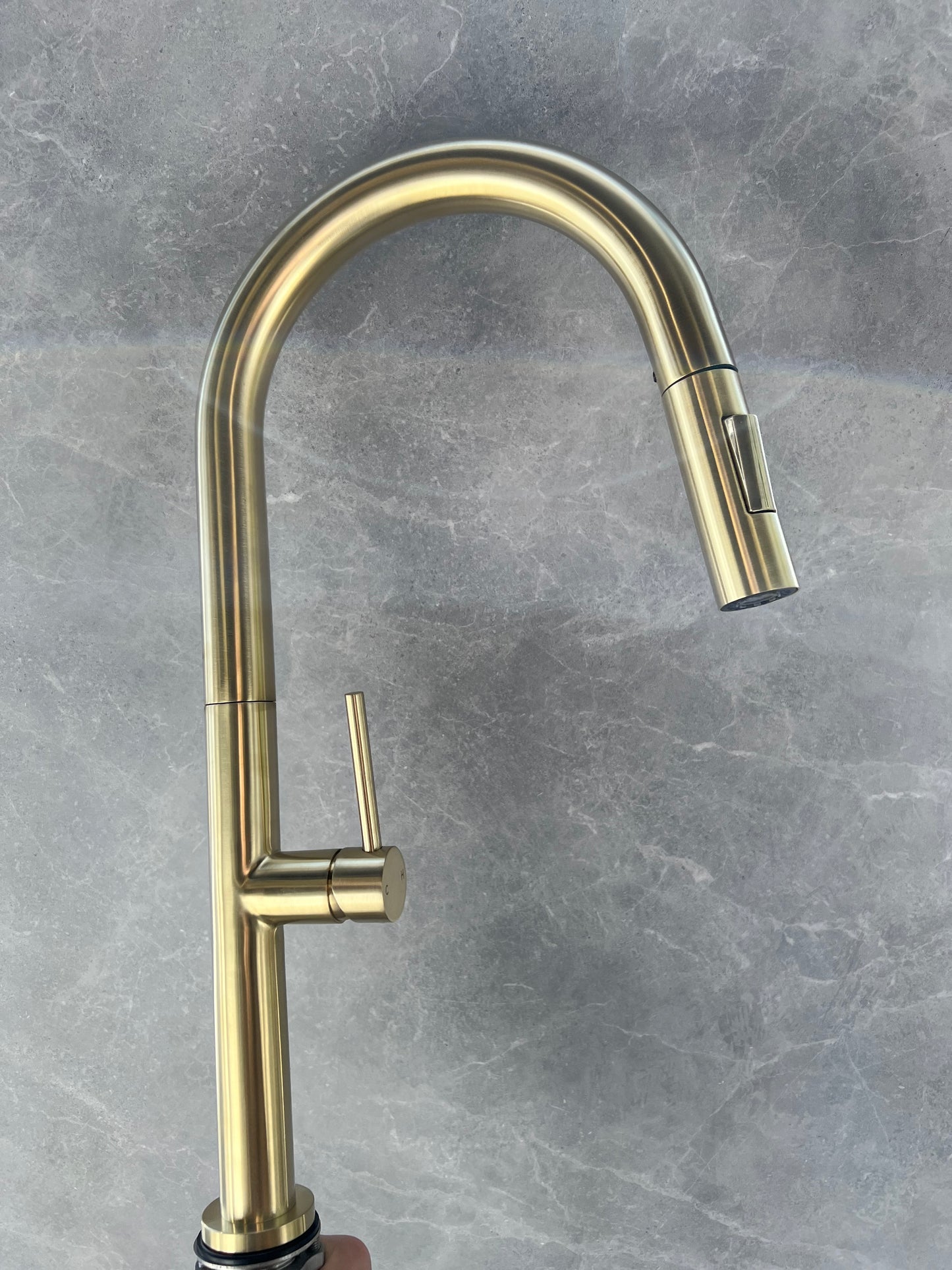 champagne Gold Kitchen Faucet with Pull Down close view