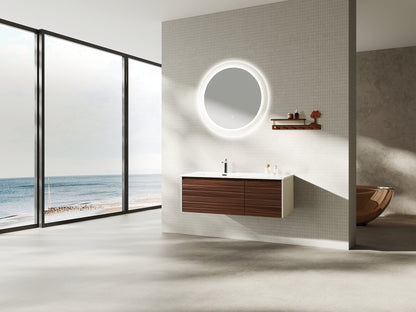 Agave 48" Wall-Mounted  Vanity — Matte White & Dark Walnut