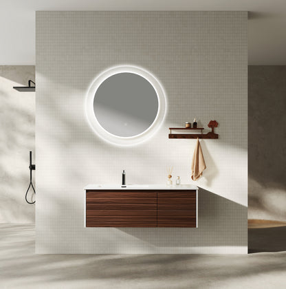 Agave 48" Wall-Mounted  Vanity — Matte White & Dark Walnut