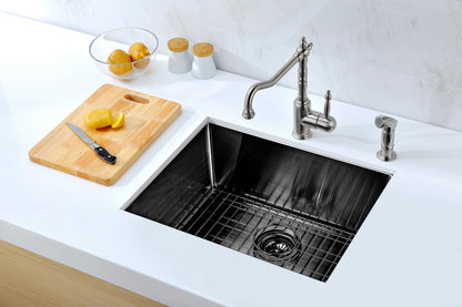 Durable 23-inch black stainless steel sink with nano-coating 