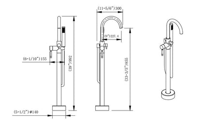 Evos Boutique Bain autoportant faucet diagram