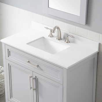 Evos Boutiques 36 in dove grey vanity side view