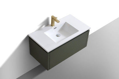 Evos Boutiques 36 in green wall mounted vanity no background