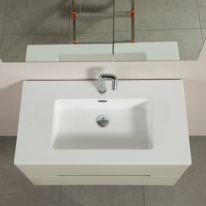 Evos Boutiques 36 in light green vanity looking down