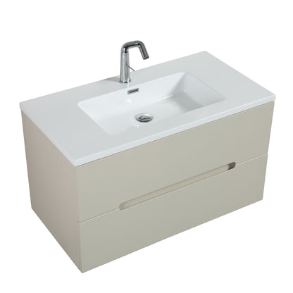Evos Boutiques 36 in light green vanity looking down side view