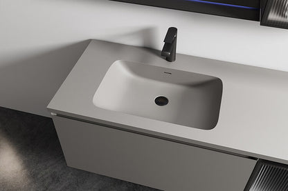 Evos Boutiques 48 in charcoal grey modern vanity looking down