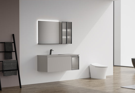 Evos Boutiques 48 in charcoal grey modern vanity side view