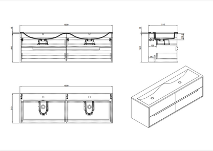  Evos Boutiques 63 in white modern vanity diagram