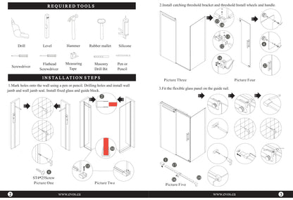 Evos Boutiques black shower door manual 3
