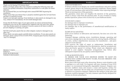 Evos Boutiques black shower door manual 4
