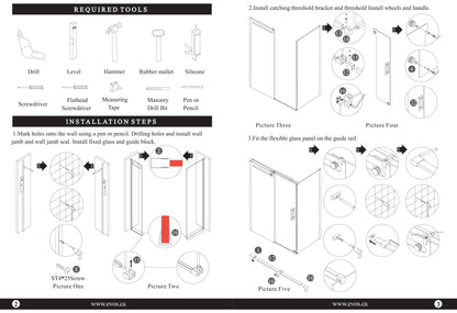 Evos Boutiques black shower door manuals 3