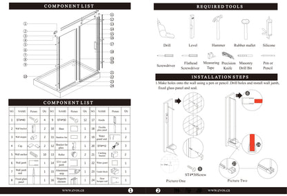 Evos Boutiques chrome shower door and base sizes vary manuals  7