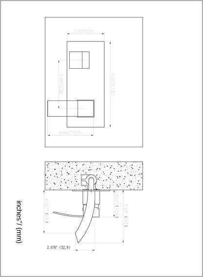Evos Boutiques wall-mounted vanity faucet diagram