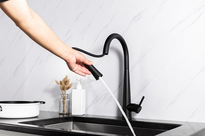 Robinet de cuisine à capteur tactile avec tirette.