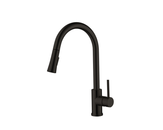 Robinet de cuisine à poignée unique et tirette noir mat