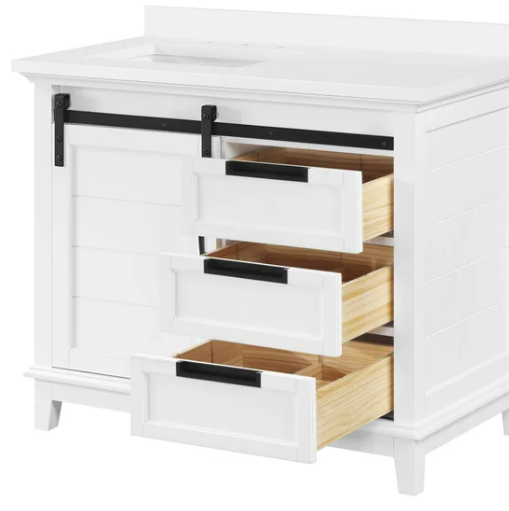 Stirling 42 in Double Sink Bathroom Vanity, Rustic Blanc