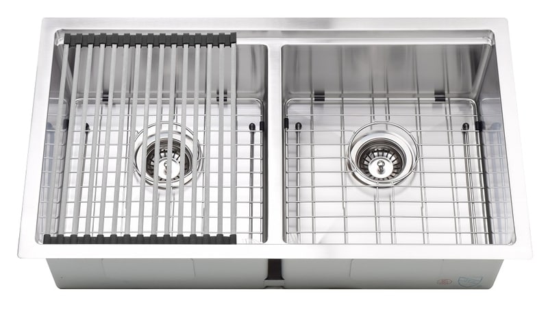 Évier de cuisine à double cuve avec rebord en acier inoxydable de 32 pouces (50/50)