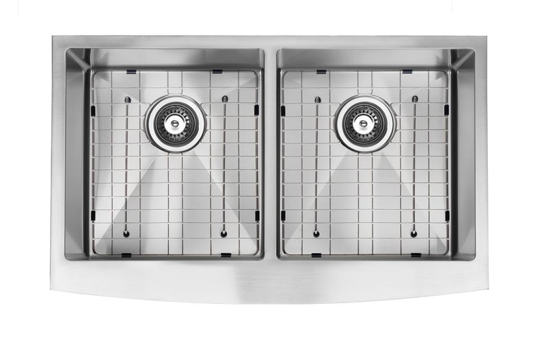 Évier de cuisine à tablier double en acier inoxydable de style campagnard (33 x 20 po) (50/50)