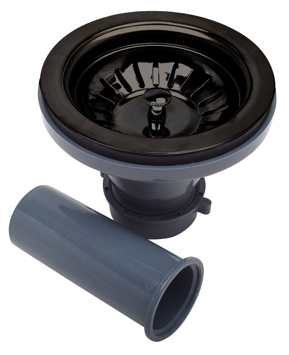 Évier en acier inoxydable noir Nano de 23 po, calibre 16, avec grille